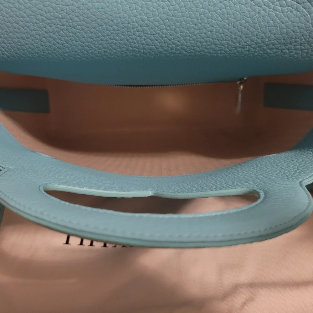 JAPAN 🪷 LIMTIED 2WAY TIFFANY & CO Blue Leather Medium Tote Bag NEW - Picture 10 of 13